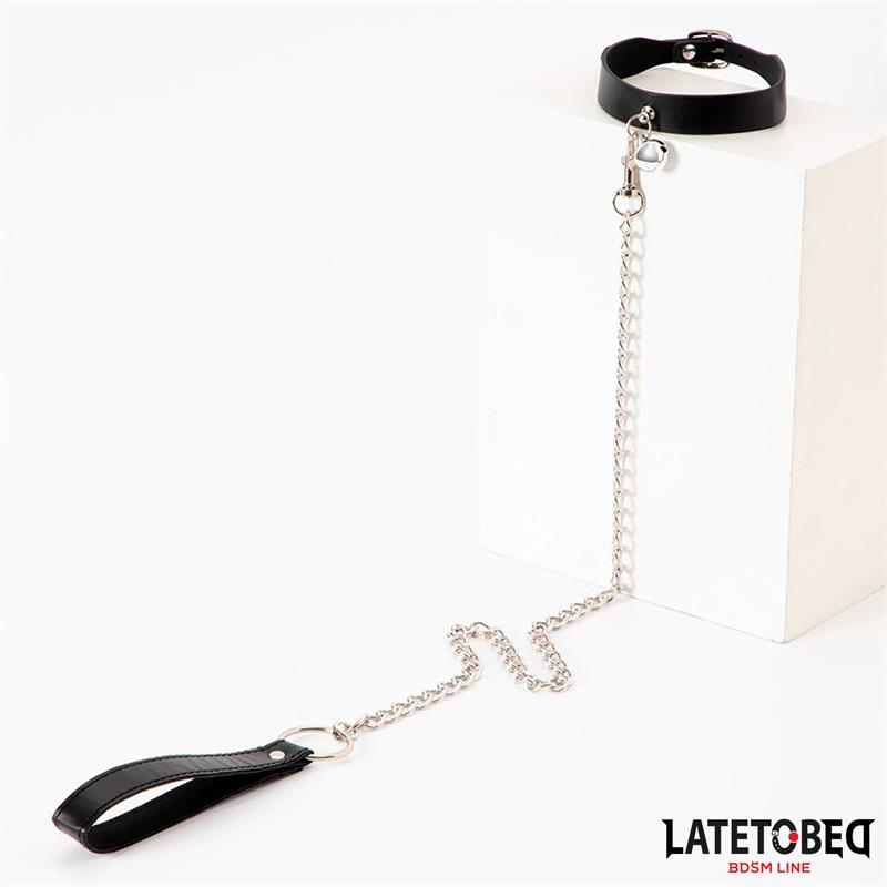 LATETOBED BDSM LINE - COLLAR WITH BELL AND LEASH