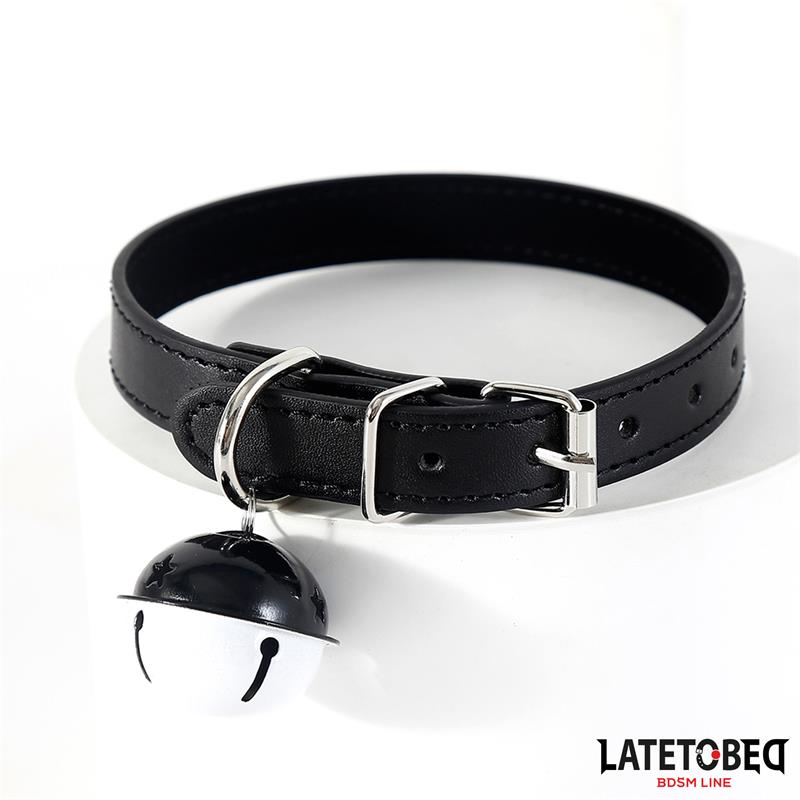 LATETOBED BDSM LINE - COLLAR WITH BELL BLACK ADJUSTABLE