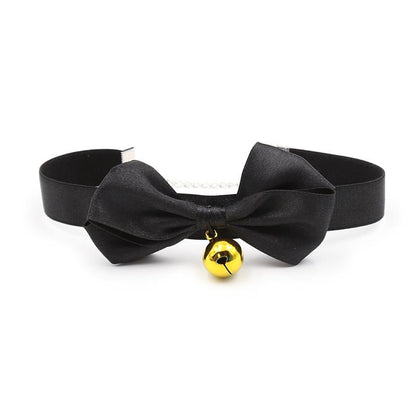 LATETOBED BDSM LINE - COLLAR WITH BOW AND BELL 29 CM SIZE M BLACK