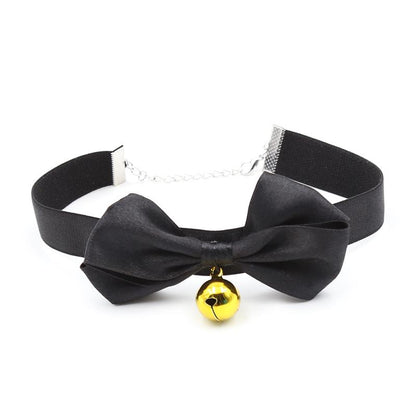 LATETOBED BDSM LINE - COLLAR WITH BOW AND BELL 29 CM SIZE M BLACK
