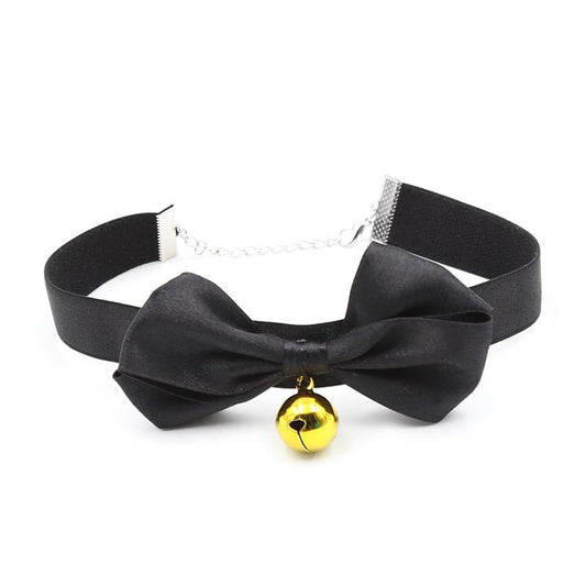 LATETOBED BDSM LINE - COLLAR WITH BOW AND BELL 29 CM SIZE M BLACK