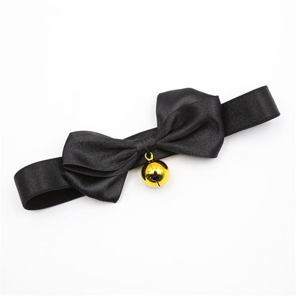 LATETOBED BDSM LINE - COLLAR WITH BOW AND BELL 29 CM SIZE M BLACK