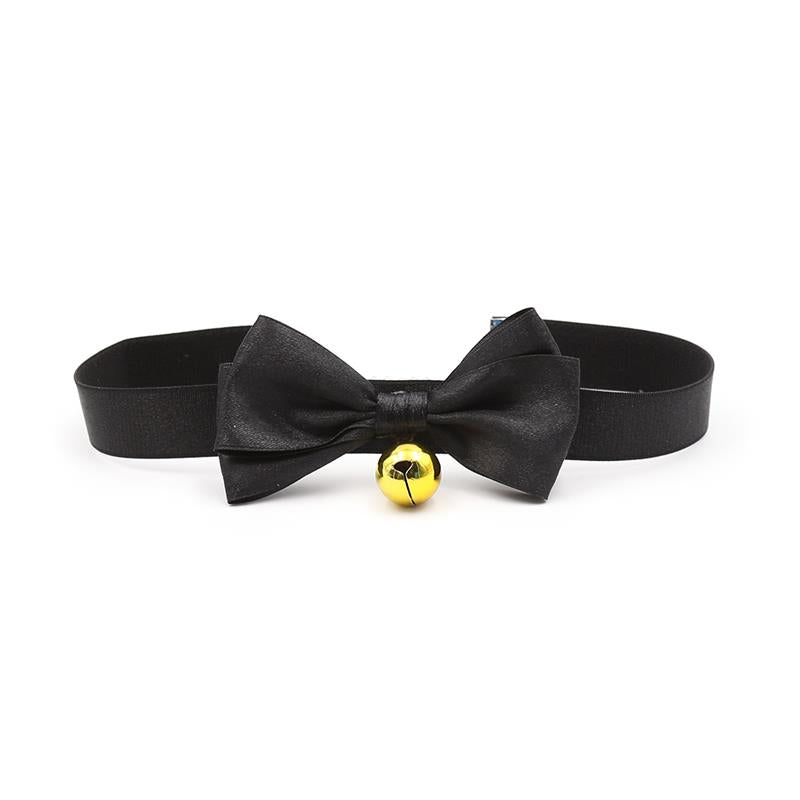 LATETOBED BDSM LINE - COLLAR WITH BOW AND BELL 29 CM SIZE M BLACK