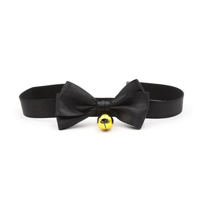 LATETOBED BDSM LINE - COLLAR WITH BOW AND BELL 36 CM SIZE L BLACK