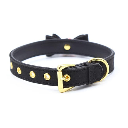 LATETOBED BDSM LINE - COLLAR WITH BOW AND RATTLE 44 CM BLACK/RED