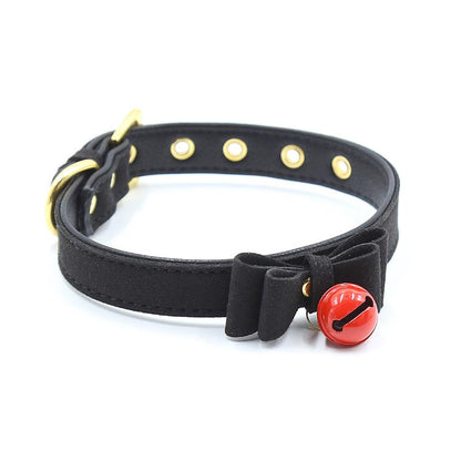 LATETOBED BDSM LINE - COLLAR WITH BOW AND RATTLE 44 CM BLACK/RED