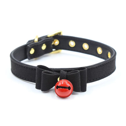LATETOBED BDSM LINE - COLLAR WITH BOW AND RATTLE 44 CM BLACK/RED