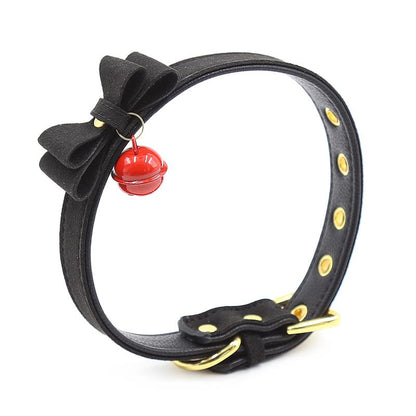 LATETOBED BDSM LINE - COLLAR WITH BOW AND RATTLE 44 CM BLACK/RED
