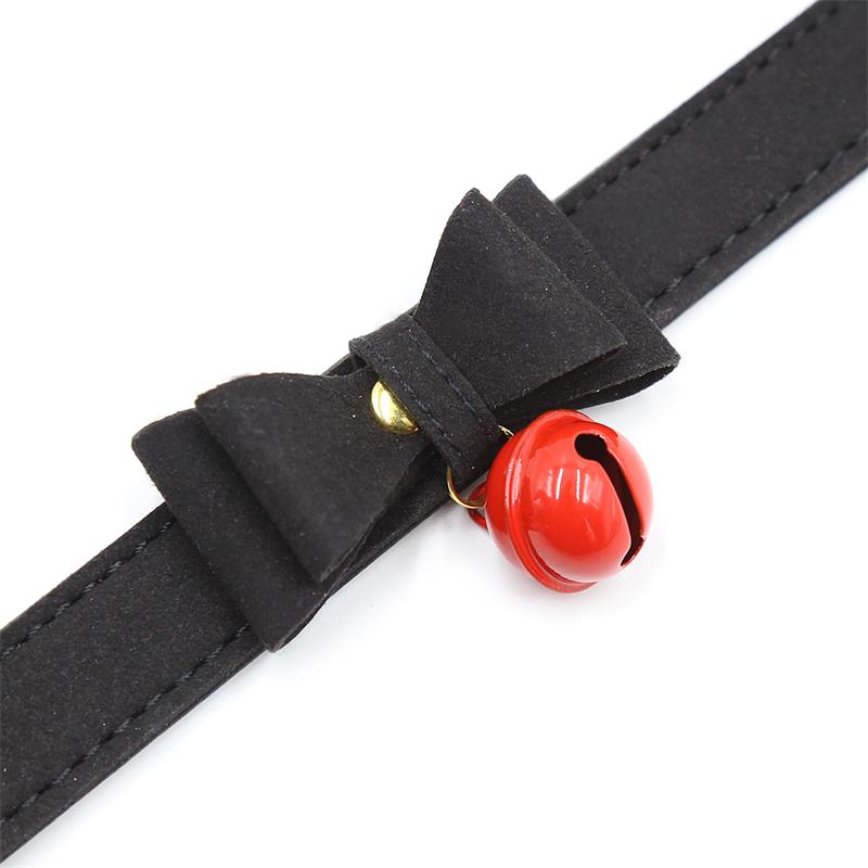 LATETOBED BDSM LINE - COLLAR WITH BOW AND RATTLE 44 CM BLACK/RED