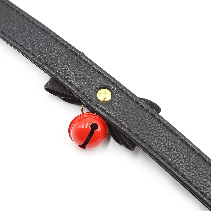 LATETOBED BDSM LINE - COLLAR WITH BOW AND RATTLE 44 CM BLACK/RED