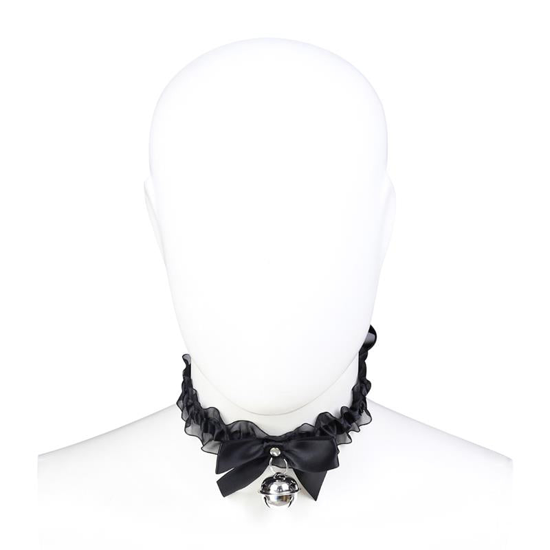 LATETOBED BDSM LINE - COLLAR WITH BOW, BELL AND LACE