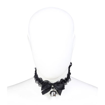 LATETOBED BDSM LINE - COLLAR WITH BOW, BELL AND LACE