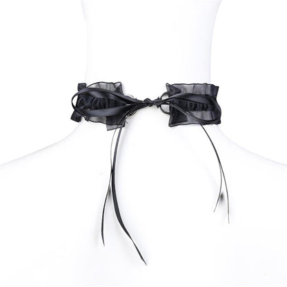 LATETOBED BDSM LINE - COLLAR WITH BOW, BELL AND LACE