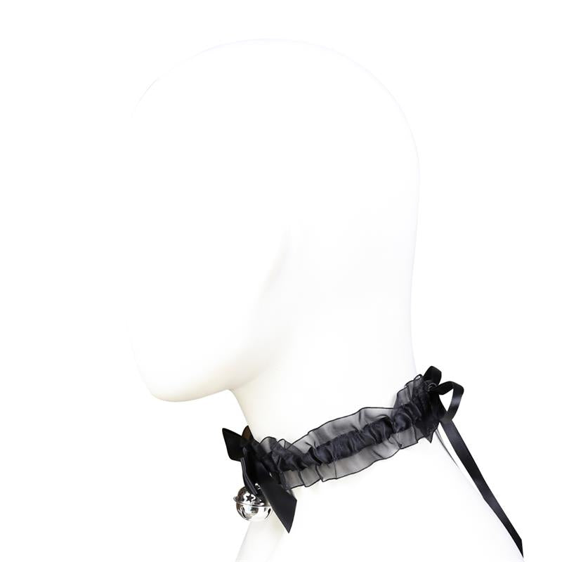 LATETOBED BDSM LINE - COLLAR WITH BOW, BELL AND LACE