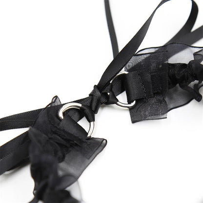 LATETOBED BDSM LINE - COLLAR WITH BOW, BELL AND LACE