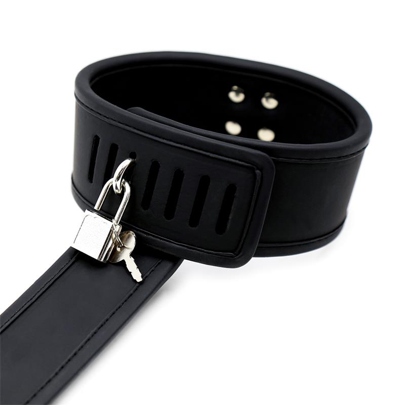 INTOYOU BLACK SHADOW - COLLAR WITH HANDCUFFS SET VEGAN LEATHER