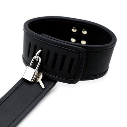 INTOYOU BLACK SHADOW - COLLAR WITH HANDCUFFS SET VEGAN LEATHER