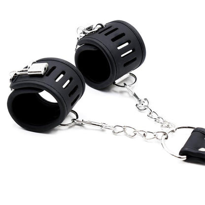 INTOYOU BLACK SHADOW - COLLAR WITH HANDCUFFS SET VEGAN LEATHER