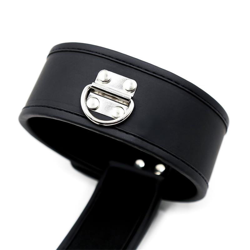 INTOYOU BLACK SHADOW - COLLAR WITH HANDCUFFS SET VEGAN LEATHER