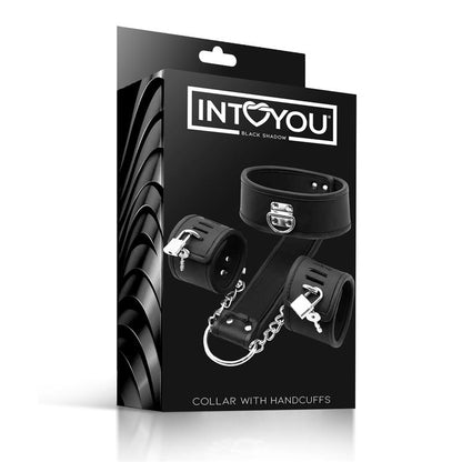 INTOYOU BLACK SHADOW - COLLAR WITH HANDCUFFS SET VEGAN LEATHER