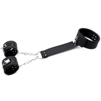 INTOYOU BLACK SHADOW - COLLAR WITH HANDCUFFS SET VEGAN LEATHER