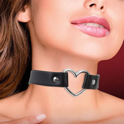 CINDERELLA - COLLAR WITH HEART CHOKER STILE VEGAN LETHER ONE SIZE