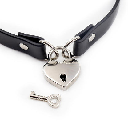 CINDERELLA - COLLAR WITH HEART LOCK VEGAN LEATHER ONE SIZE