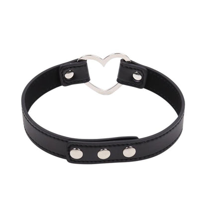 LATETOBED BDSM LINE - COLLAR WITH HEART SHAPED HOOP ADJUSTABLE 41,5 CM BLACK