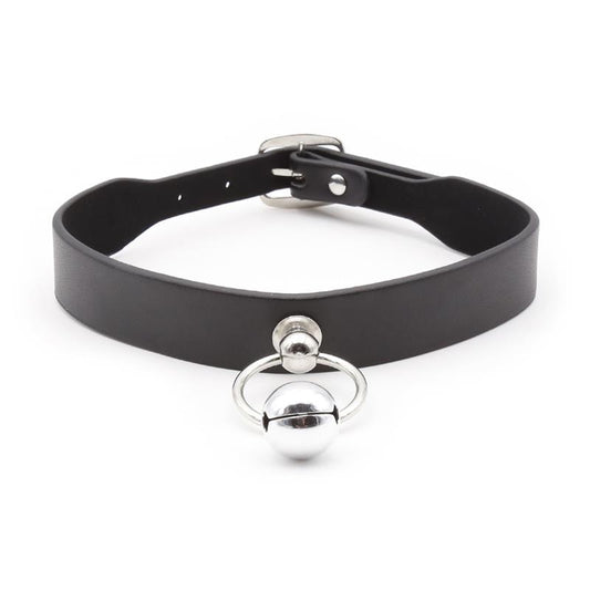 LATETOBED BDSM LINE - COLLAR WITH HOOP AND BELL BLACK