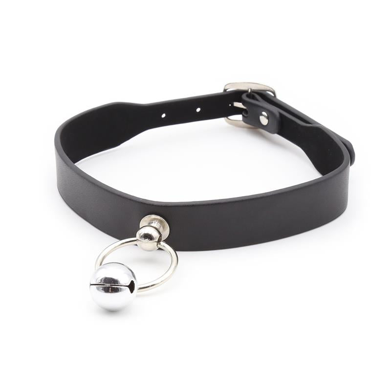 LATETOBED BDSM LINE - COLLAR WITH HOOP AND BELL BLACK