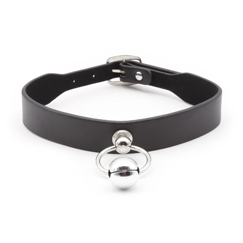 LATETOBED BDSM LINE - COLLAR WITH HOOP AND BELL BLACK