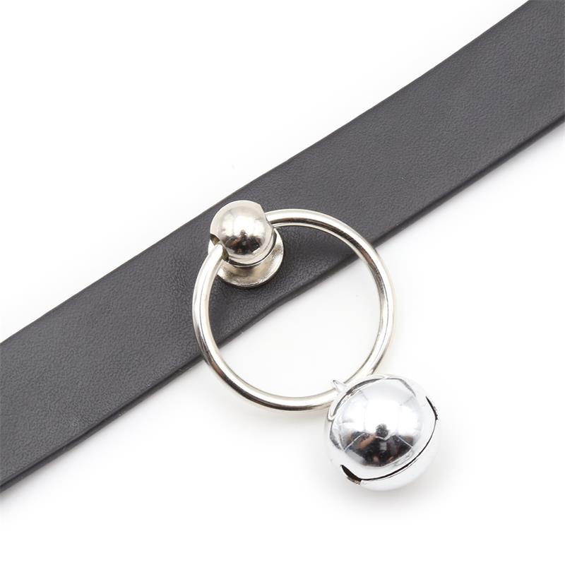 LATETOBED BDSM LINE - COLLAR WITH HOOP AND BELL BLACK