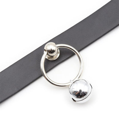 LATETOBED BDSM LINE - COLLAR WITH HOOP AND BELL BLACK