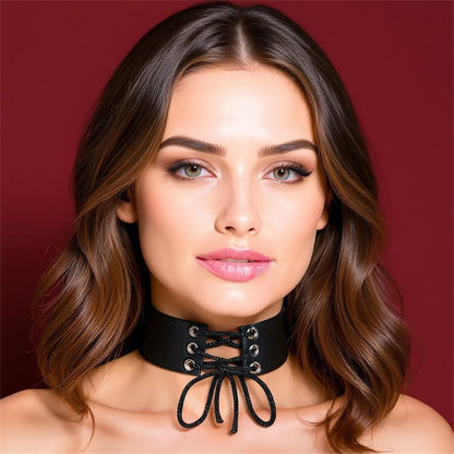 COQUETTE CHIC DESIRE - VEGAN LEATHER NECKLACE WOMAN FETISH ACCESSORY