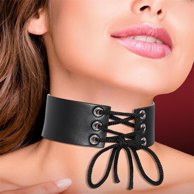 COQUETTE CHIC DESIRE - VEGAN LEATHER NECKLACE WOMAN FETISH ACCESSORY