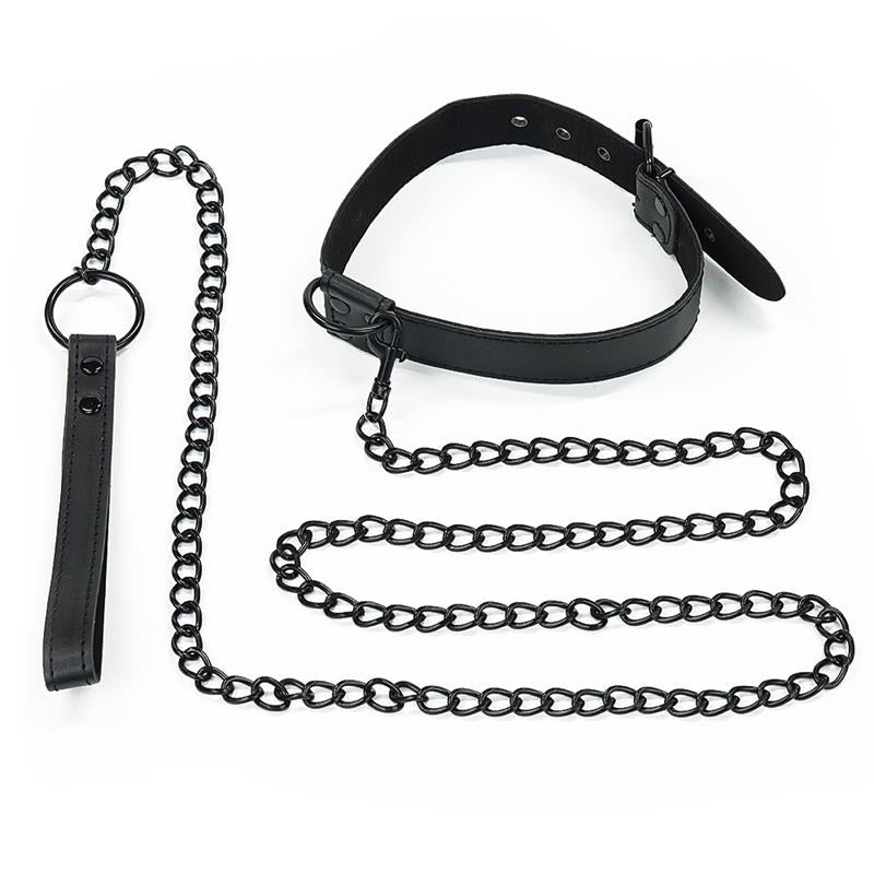LOVETOY - COLLAR WITH LEASH BLACK MATT