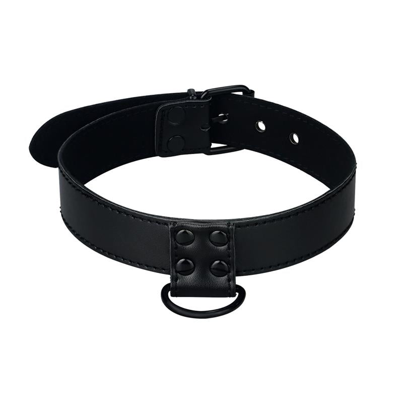 LOVETOY - COLLAR WITH LEASH BLACK MATT