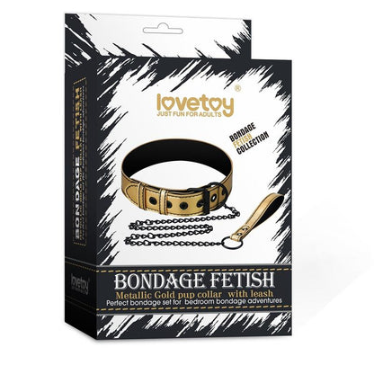 LOVETOY - COLLAR WITH LEASH BONDAGE GOLD