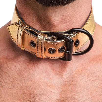 LOVETOY - COLLAR WITH LEASH BONDAGE GOLD