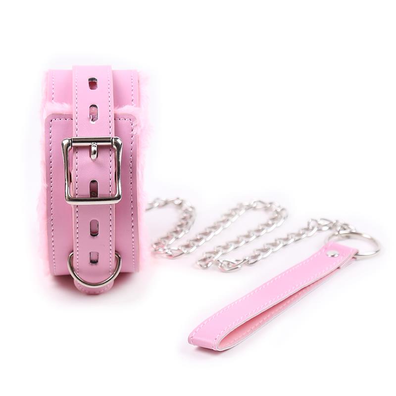 LATETOBED BDSM LINE - COLLAR WITH LEASH PASTEL PINK
