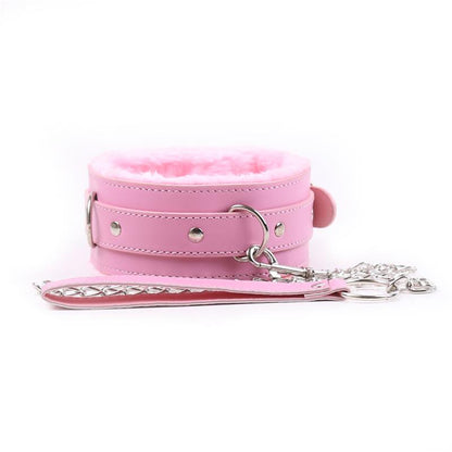 LATETOBED BDSM LINE - COLLAR WITH LEASH PASTEL PINK