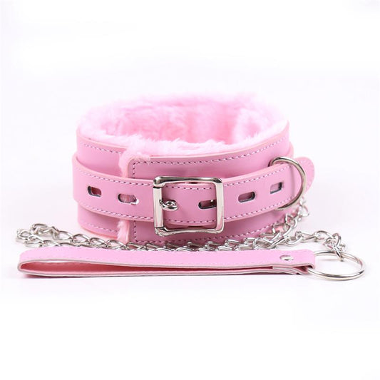 LATETOBED BDSM LINE - COLLAR WITH LEASH PASTEL PINK