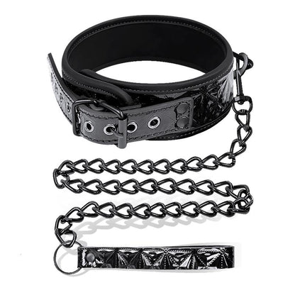 BLACK SAPPHIRE - COLLAR WITH LEASH SAPPHIRE VEGAN LEATHER