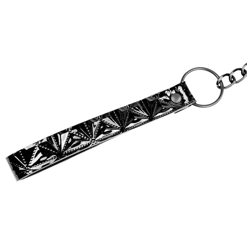 BLACK SAPPHIRE - COLLAR WITH LEASH SAPPHIRE VEGAN LEATHER