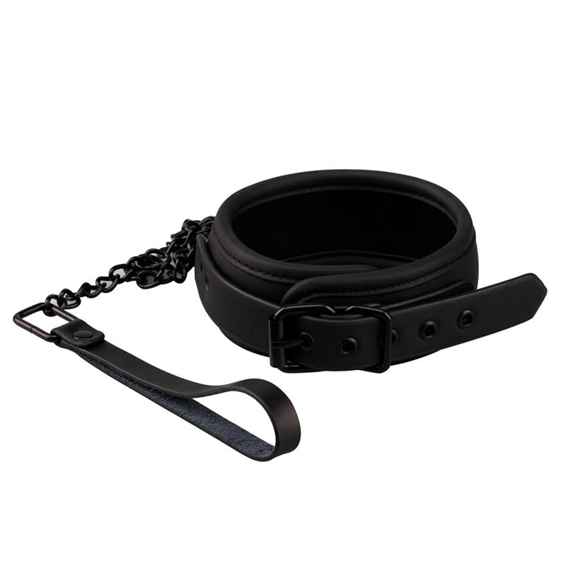 INTOYOU BLACK SHADOW - COLLAR WITH LEASH VEGAN LEATHER