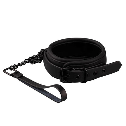 INTOYOU BLACK SHADOW - COLLAR WITH LEASH VEGAN LEATHER