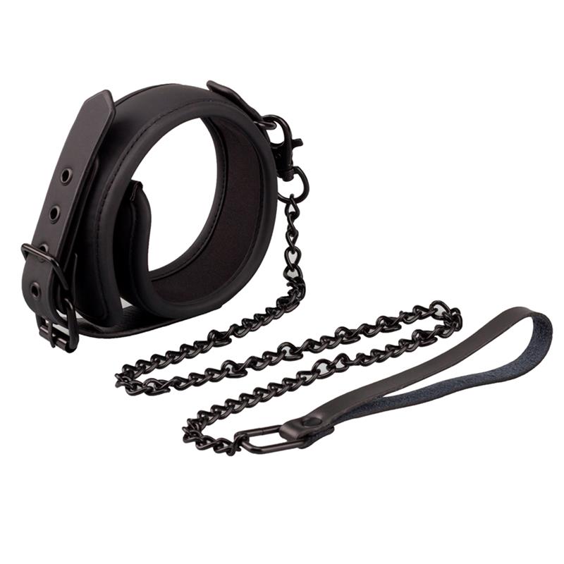 INTOYOU BLACK SHADOW - COLLAR WITH LEASH VEGAN LEATHER