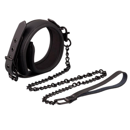 INTOYOU BLACK SHADOW - COLLAR WITH LEASH VEGAN LEATHER