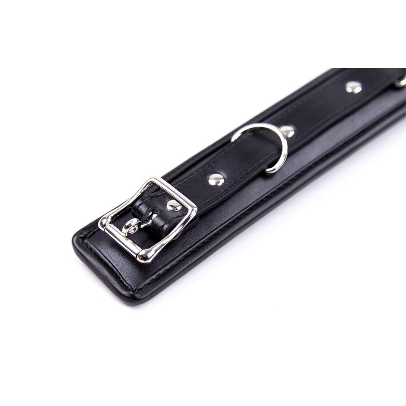 LATETOBED BDSM LINE - COLLAR WITH METAL LEASH AND PEDDED INTERIOR BLACK