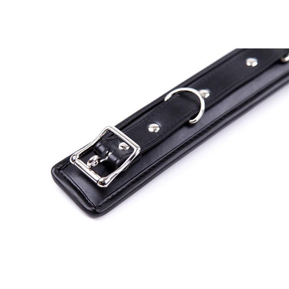 LATETOBED BDSM LINE - COLLAR WITH METAL LEASH AND PEDDED INTERIOR BLACK